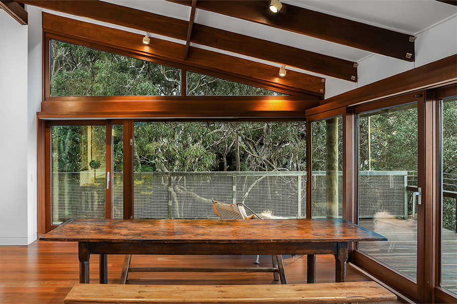 Lift-slide sliding doors open to deck