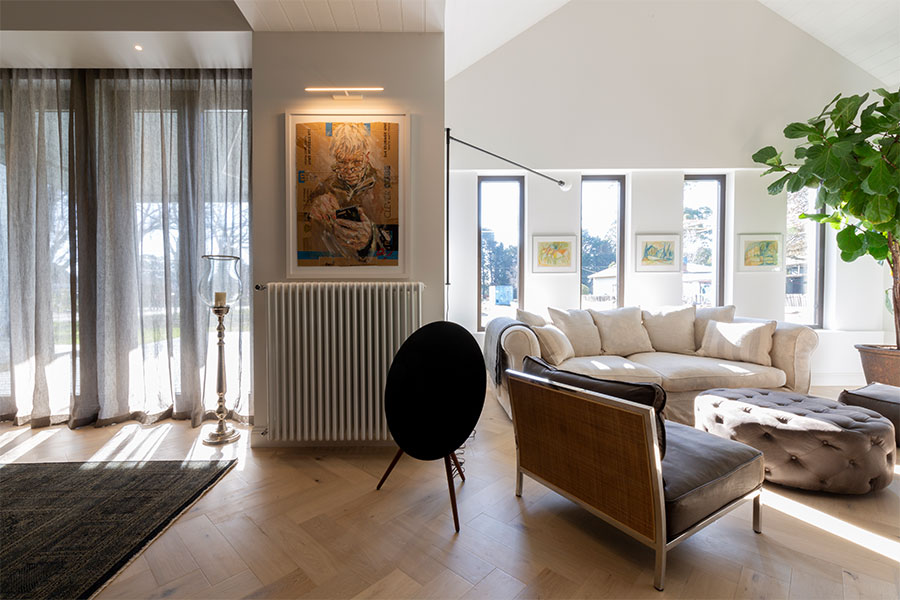 French doors and fixed windows